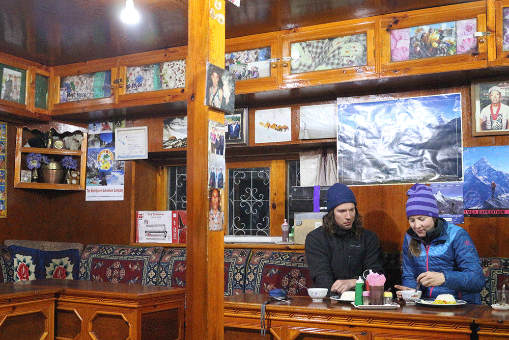 Dinning of tea house trekking in Nepal