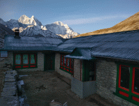 Early morning view from tea house at pheriche