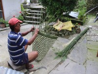Lifestyle-of--local-nepali-people-old-man-making-bambo-basket