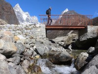 Crossing bridge in Machhermo