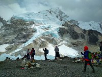 trekkers having photos at Everest