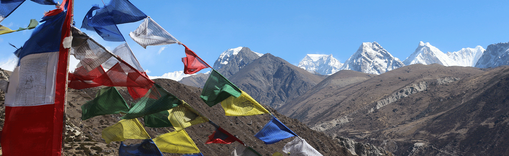 Prayers flag in Namche Bazar: Everest base camp trekEverest Base Camp trek in Nepal 2024/2025