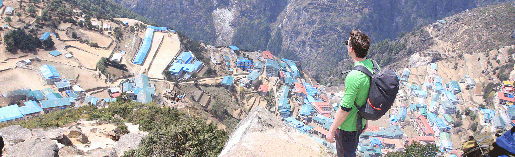 Trekkers enjoying view of Nemche Bazar 